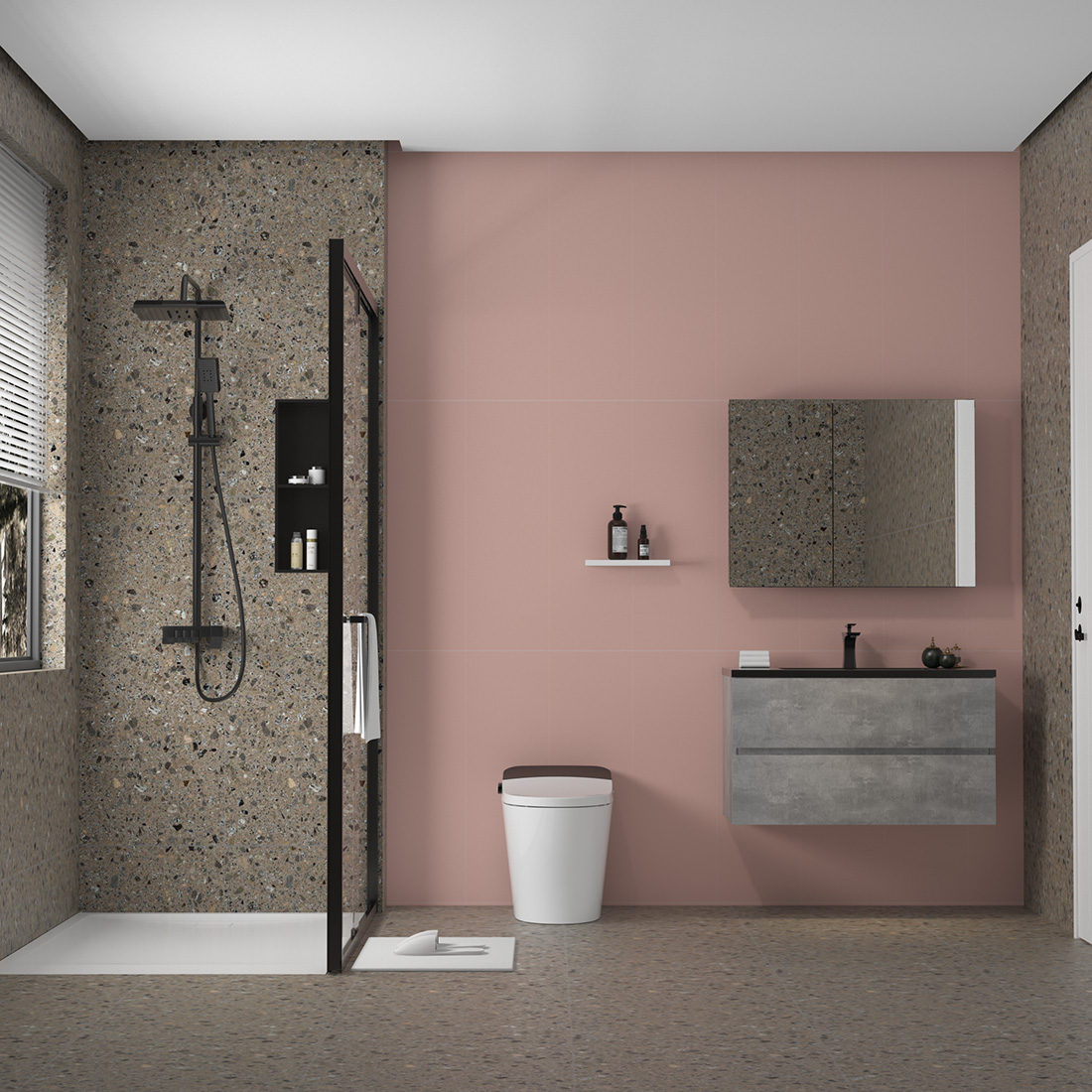 3.78㎡/#G1427231-V6 水磨石+粉色方砖，清新浪漫的质感